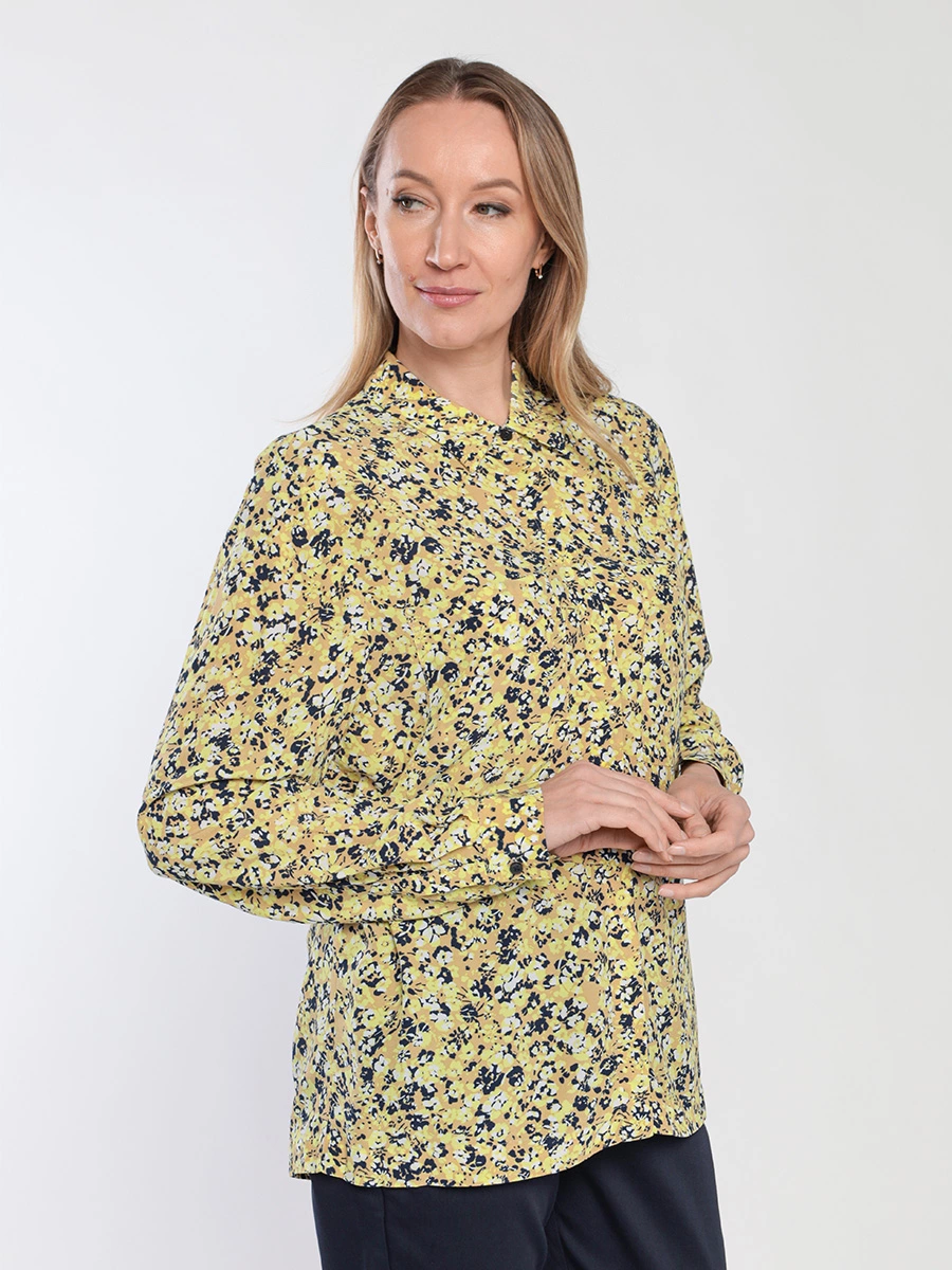 Блуза свободного кроя с цветочным принтом